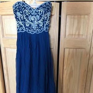 Navy Strapless Prom Dress size 4